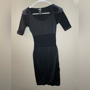 Bebe Black Dress Fishnet Detail Size M/L